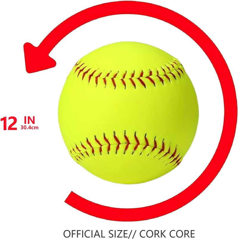 Mofizarex Sports Practice Fastpitch Softballs, Yellow Softballs Training Ball Unmarked & Leather Covered for Games, Practice and Training - Image 2